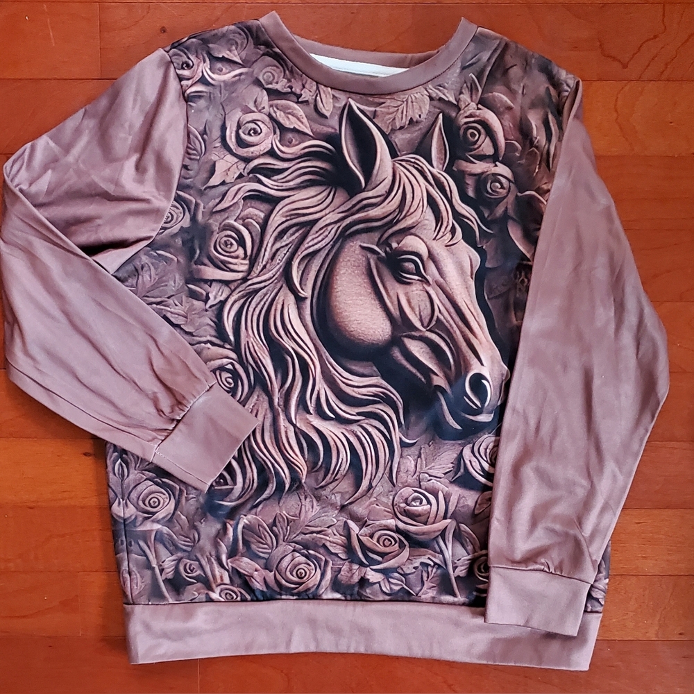 Horse Graphic Sweatshirt Size XL